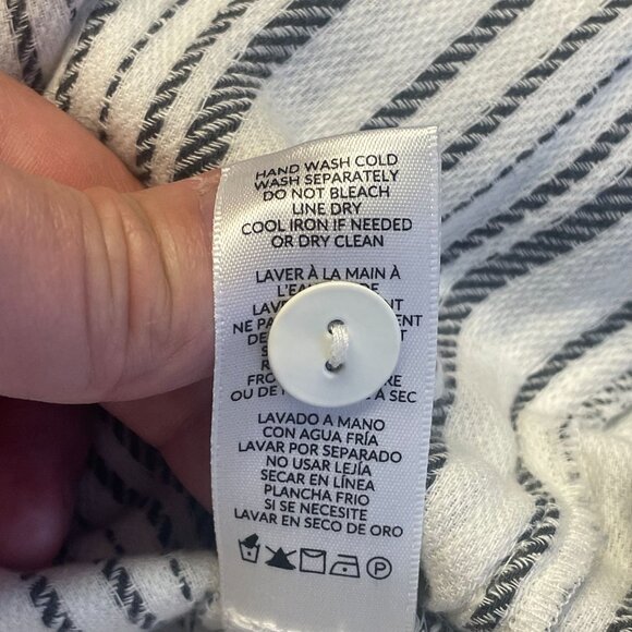 Womens Linen Blend Striped Sundress Dress Small Black Ivory Vacation Swiftie Tra - Picture 9 of 12